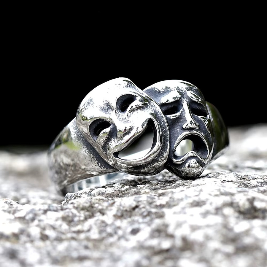 Ring Cry and Smile, Edelstahl, Silber, Unisex - Bild 2
