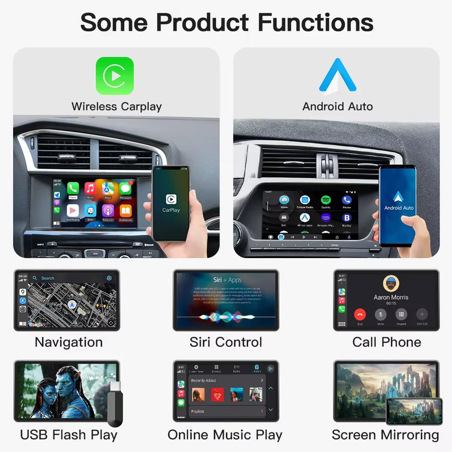 Wireless Apple CarPlay und Android Auto Adapter für Peugeot SMEG NAC und Citroen Multimedia Module, Schwarz - Bild 4