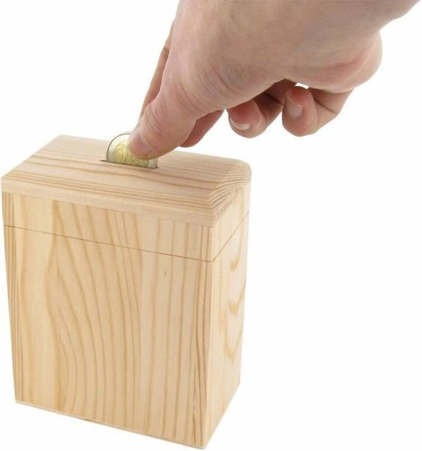MegaCrea Spardose aus Holz in Natur, B: 13,0 cm, T: 10,5 cm - Bild 1