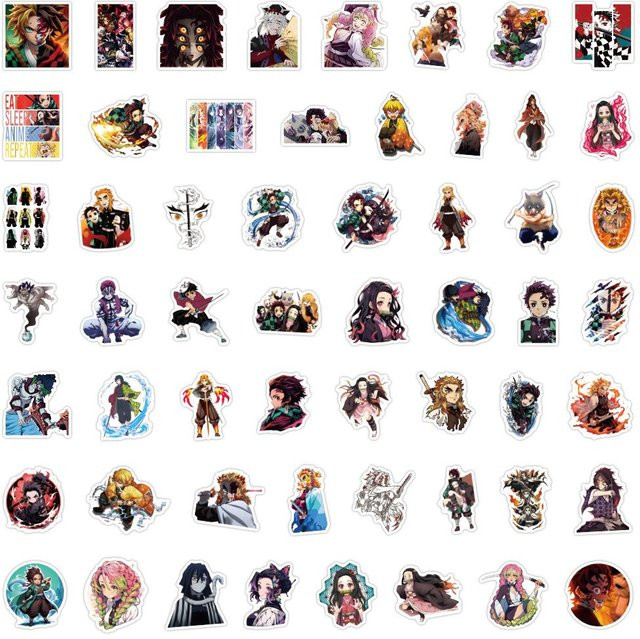 55 Demon Slayer Blade of Demon Slayer Anime Graffiti Aufkleber in Multicolour zum Dekorieren von Notizbüchern und Koffern - Bild 1