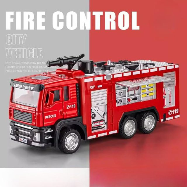 Linyi toy car Feuerleiterwagen Wassertankwagen, 1:32, Metall, ab 14 Jahren - Bild 1