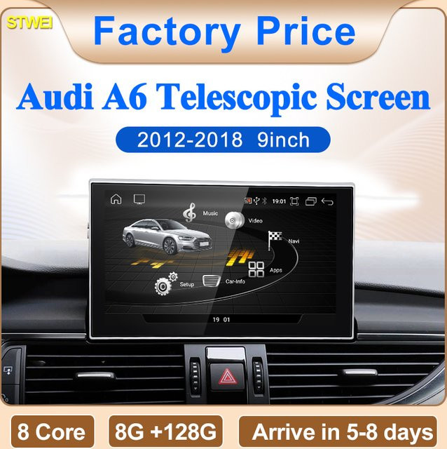 STWEI Android 14 Carplay Autoradio für Audi A6 A7 C7 (2012-2018) mit 9 Zoll Display, 8GB RAM, 128GB Speicher, GPS und Bluetooth in Schwarz - Bild 1