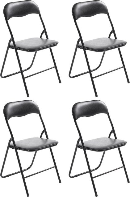 4er Set Klappstühle DELUKE PARIS aus Kunstleder in Schwarz, B/T/H: 45 x 45 x 78 cm - Bild 1