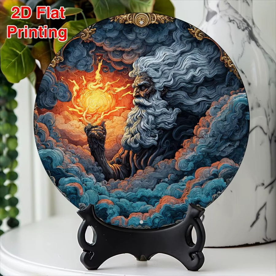 CIFBUY Rundes Boho Sturmgott-Schild aus Aluminium, Durchmesser: 20 cm, Rustikale Metallwandkunst für Terrasse, Küche oder Heimbüro - Bild 4