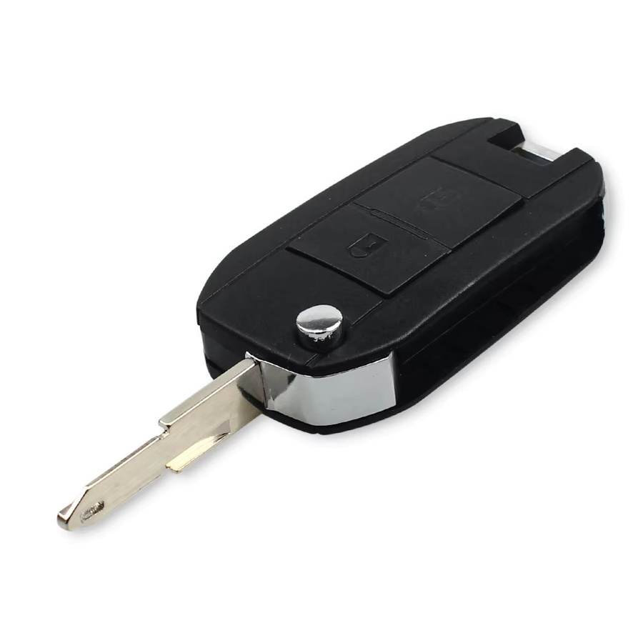 KEYYOU Flip Klapp Schlüsselhülle für Peugeot 206 207 und Citroen Fernbedienung mit 2 Tasten, Schwarz - Bild 2