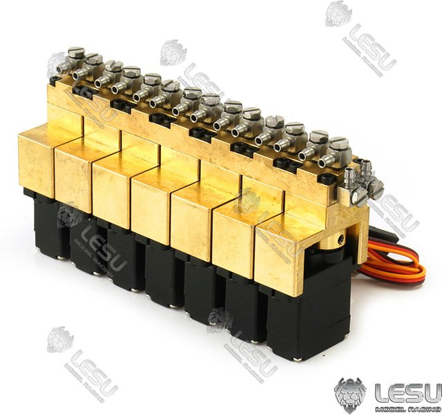 LESU hydraulisches Modell 1-7-Wege-Mehrweg-Ölventil, Metall, Gelb - Bild 1