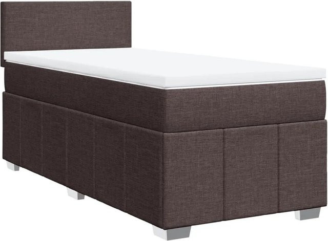 vidaXL Boxspringbett Dunkelbraun mit Matratze, Hybrid-Bett mit LED-Leiste und USB-Anschluss, B/T: 100 x 200 cm - Bild 1