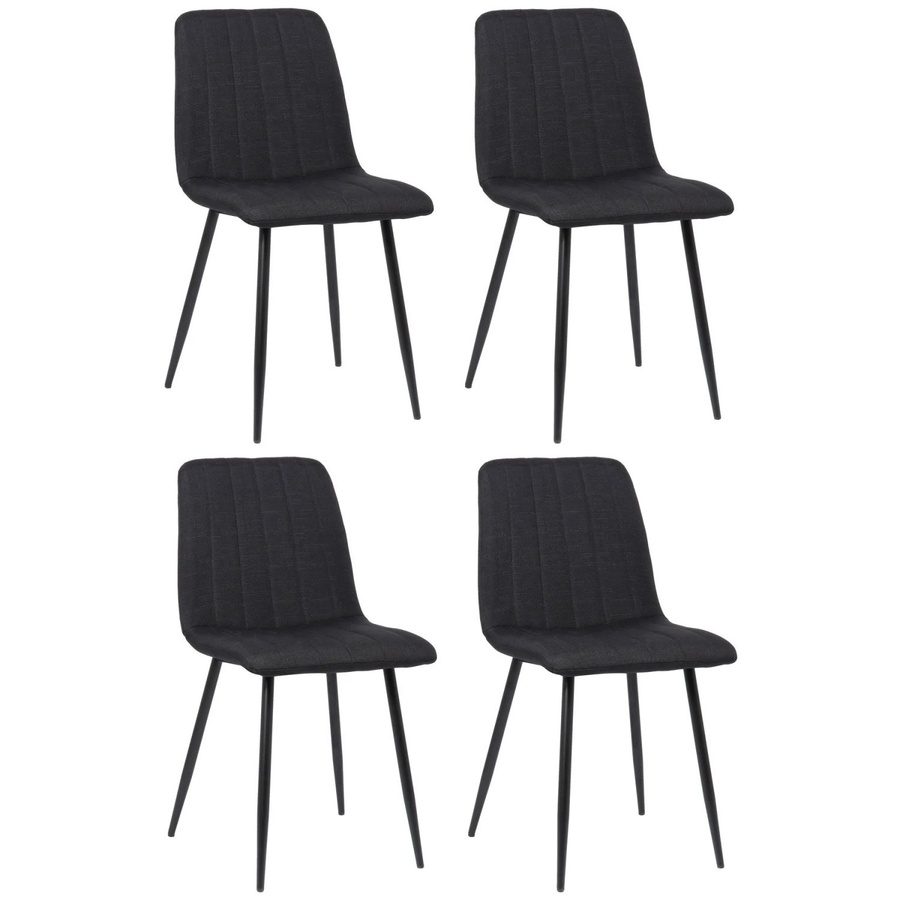 4er Set Esszimmerstühle DELUKE LENZ in Schwarz mit Stoffbezug und Metallgestell, H x B x T: 88 x 45 x 53 cm - Bild 2