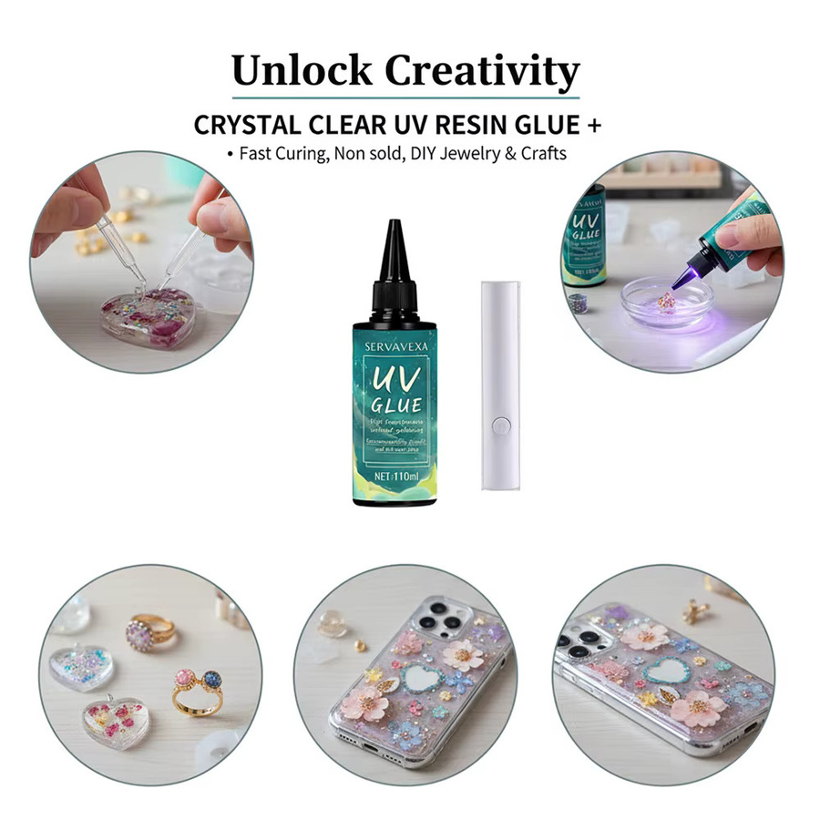 SERVAVEXA UV-Harz mit Licht, klarer UV-Kleber für Handwerk und Schmuck, 110 ml - Bild 4