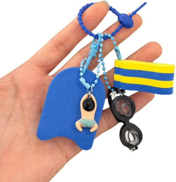 Schlüsselanhänger Cartoon Mädchen Jungen, Schwimmbrett, Brillen, Unisex - Bild 1