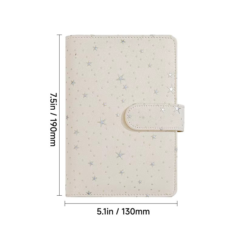 Coliky A6 Budget-Planer Ringbuch mit Glitzer-Stern-Textur und Plastik-Einband, B: 14,8 cm, H: 29,0 cm - Bild 3