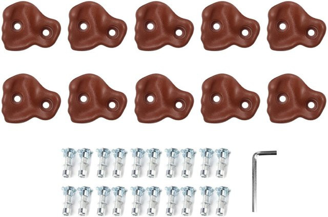 aimo Klettergriffe, 10-teiliges Set, ergonomisch, braun - Bild 1