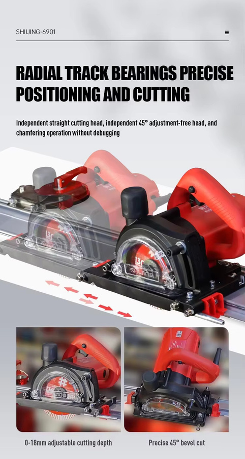 Shijing9601 Automatische elektrische Fliesenschneidemaschine in Rot, multifunktionaler doppelspuriger Keramikfliesenschneider für professionelle Anwendungen - Bild 5