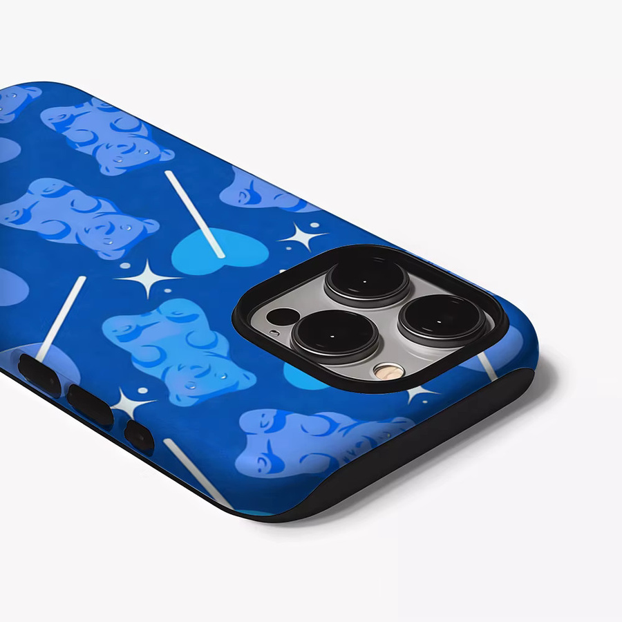 Casegame Matte Bumper MagSafe Schutzhülle für iPhone 17 16 15 14 13 Pro Max Blau Gummibärchen-Design - Bild 2