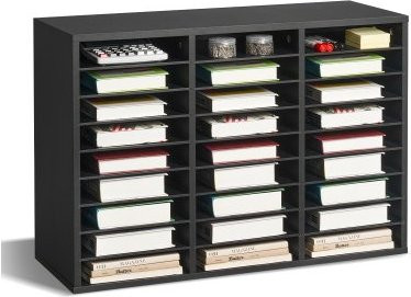 VEVOR Literatur-Organizer Dokumentenablage mit 27 Fächern und herausnehmbaren Regalen aus MDF, Aktensortierer für Büro und Klassenzimmer, Schwarz, B/T/H: 55,0 x 29,7 x 29,7 cm - Bild 1