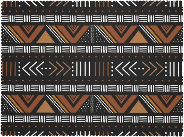 Afrikanische Tischdecke von JMG Household Supplies mit geometrischem Tribal Muster in Braun, B/B: 140 x 140 cm - Bild 1