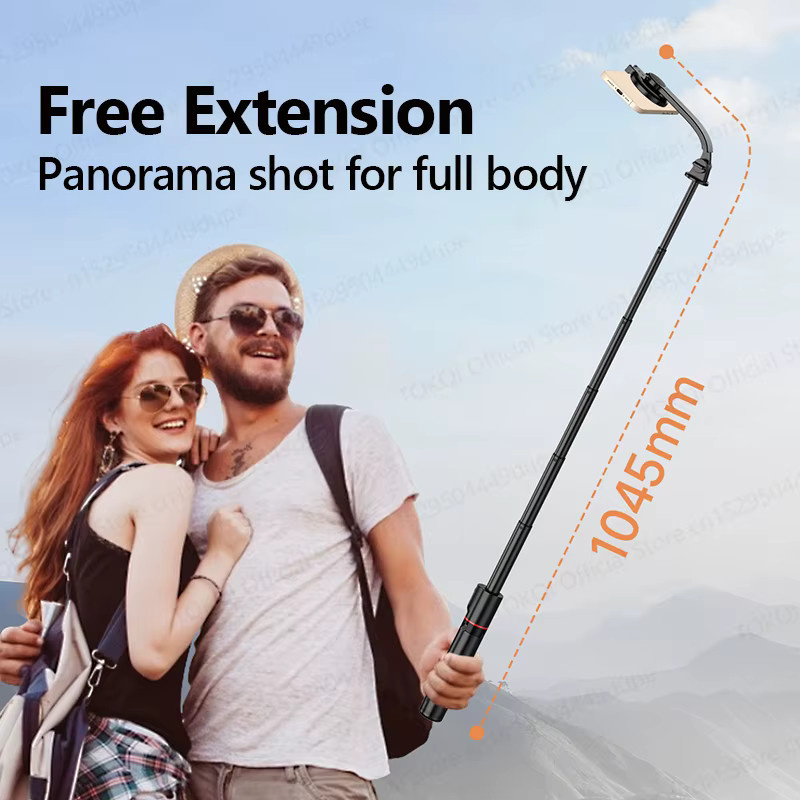 TOKQI Magnetischer Smartphone-Halter mit ausziehbarem Selfie-Stick und kabelloser Bluetooth-Fernbedienung in Schwarz - Bild 5