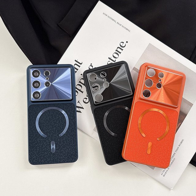 Luxuriöse matte kabellose Ladehülle für Samsung Galaxy S22 S23 S24 S25 S26 Ultra mit Anti-Sturz- und Stoßdämpfungsfunktion in Blau - Bild 1