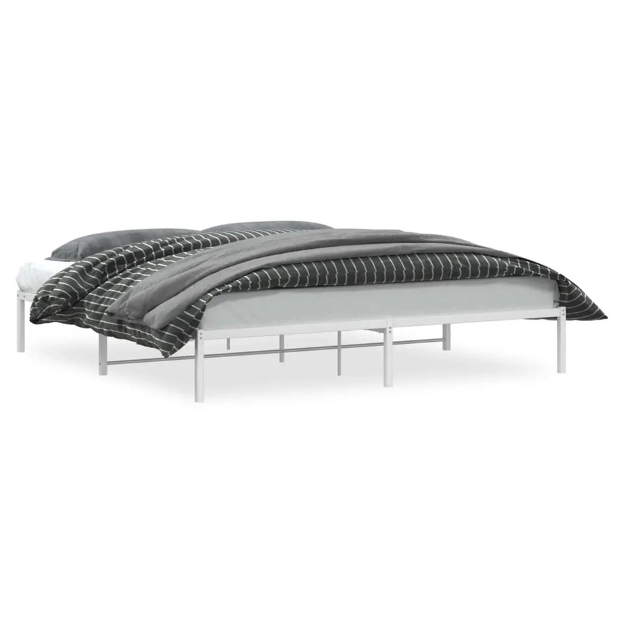 vidaXL Bettgestell aus Metall in Weiß mit klassischem Design, B/T: 200 x 200 cm - Bild 2