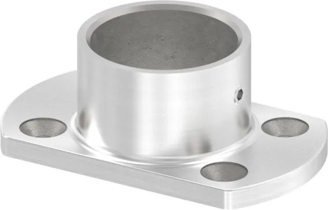 FeNau Wand- und Bodenanker aus Edelstahl V2A für Rohr Ø 33,7 mm, Grundplatte 76 x 45 mm, Farbe Silber, geschliffen Korn 240 - Bild 1