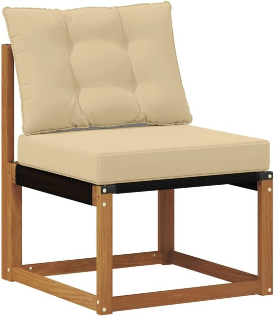 vidaXL Outdoor Mittelsofa aus Akazienmassivholz und Textilene Stoff in Beige - Bild 1