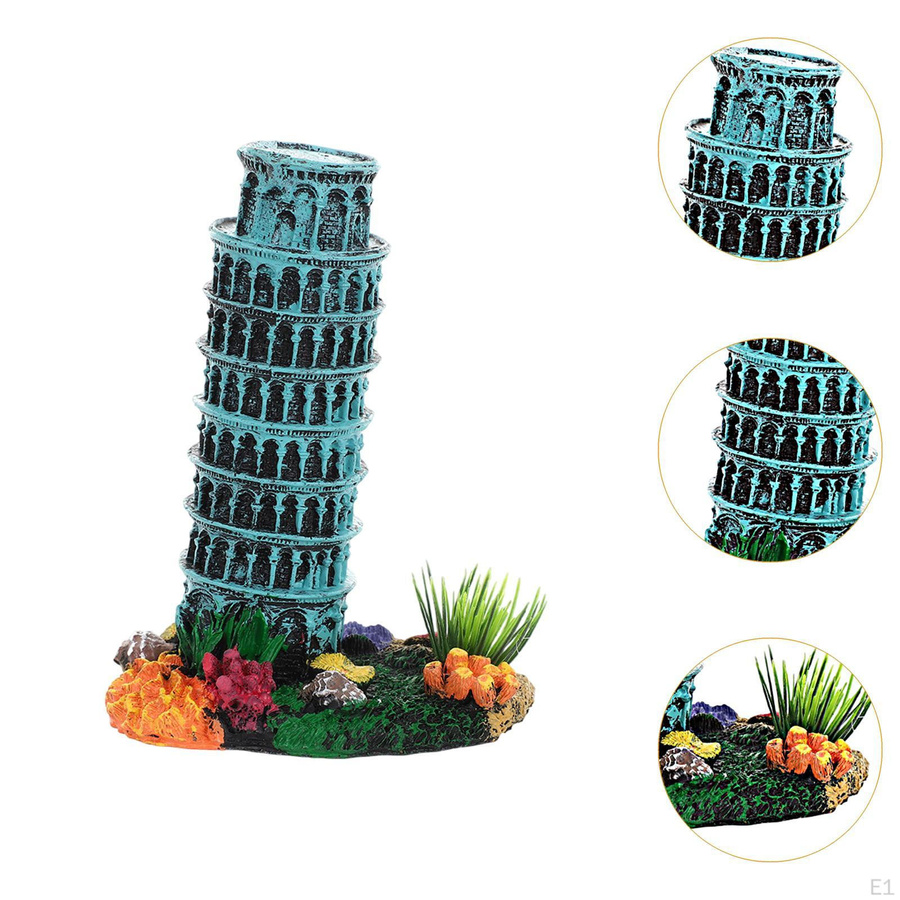 Aquarium Ornament Schiefer Turm aus Harz als Zierde und Tischdeko Layout - Bild 3