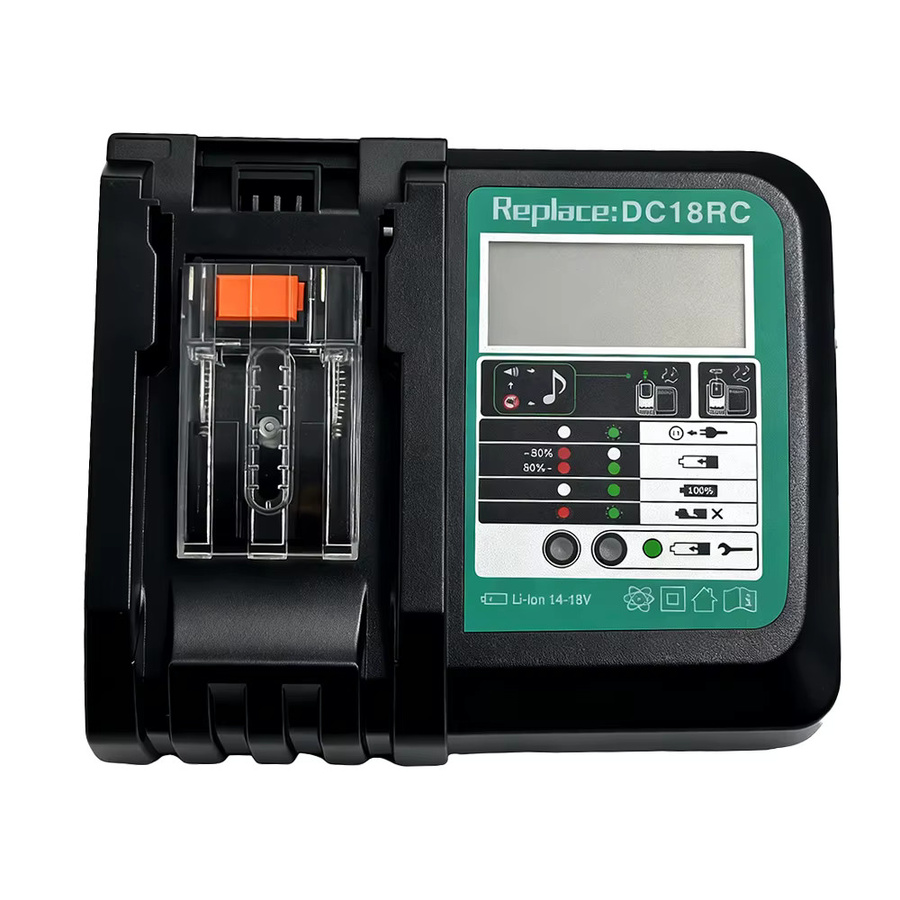 GiFi Power Schnellladegerät DC18RC Ersatz für Makita 14,4 V – 18 V Li-Ionen-Akkus BL1860 und BL1850 mit LED-Anzeige in Schwarz - Bild 2
