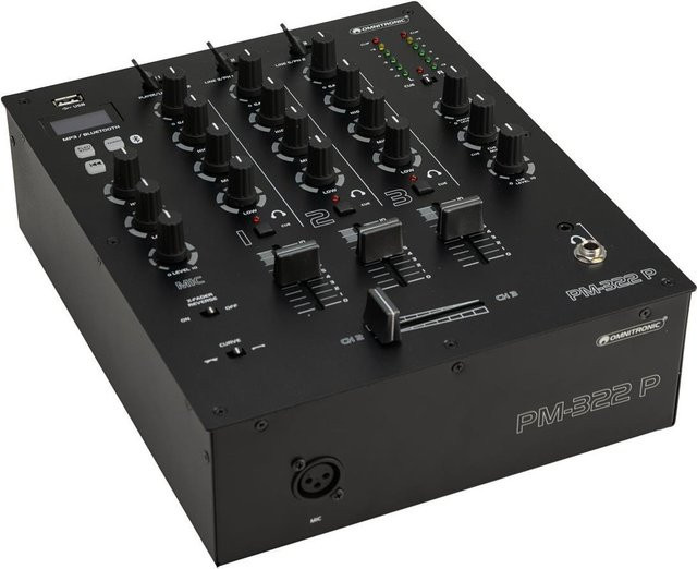 Omnitronic PM-322P 3-Kanal-DJ-Mixer mit Bluetooth und USB-Player in Schwarz - Bild 1