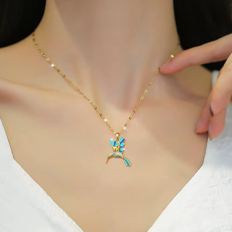 BELLA-Bee Halskette mit blauem Kolibri-Anhänger, Edelstahl, Damen - Bild 2