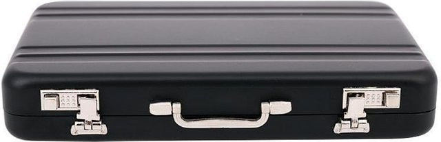 Tragbare Metall-Aufbewahrungsbox von YULIN in Schwarz als Mini-Aktentasche für Visitenkarten und Geschäftskarten - Bild 1