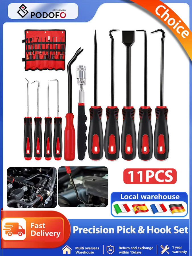 Podofo 11-teiliges Präzisionshaken-Set mit Schaber-Werkzeugset für Autoelektronik, Wartungsschläuche und Dichtungen - Bild 7
