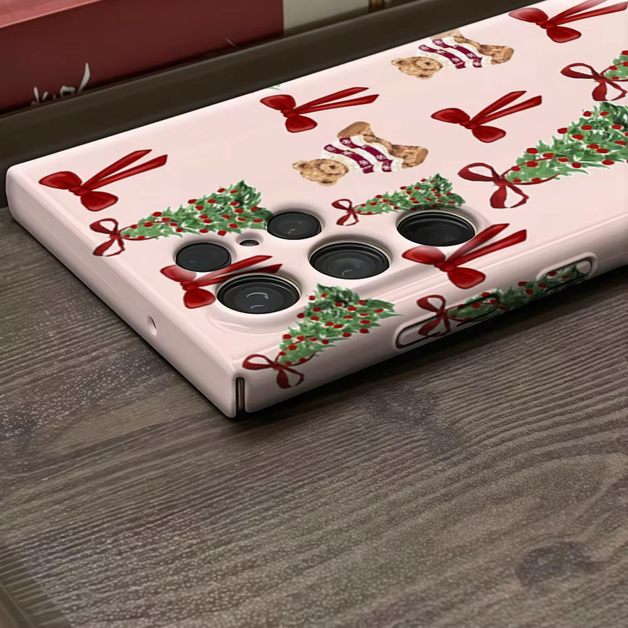 Samsung Handyhülle mit glänzender doppellagiger Rückseite und Teddy-Weihnachtsmuster für Galaxy S25 Ultra, S24 und S23 Ultra Plus - Bild 4