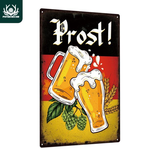 Putuo Decor Vintage Metallblechschild Prost! Wandkunst-Dekor für Bar und Pub - Bild 1