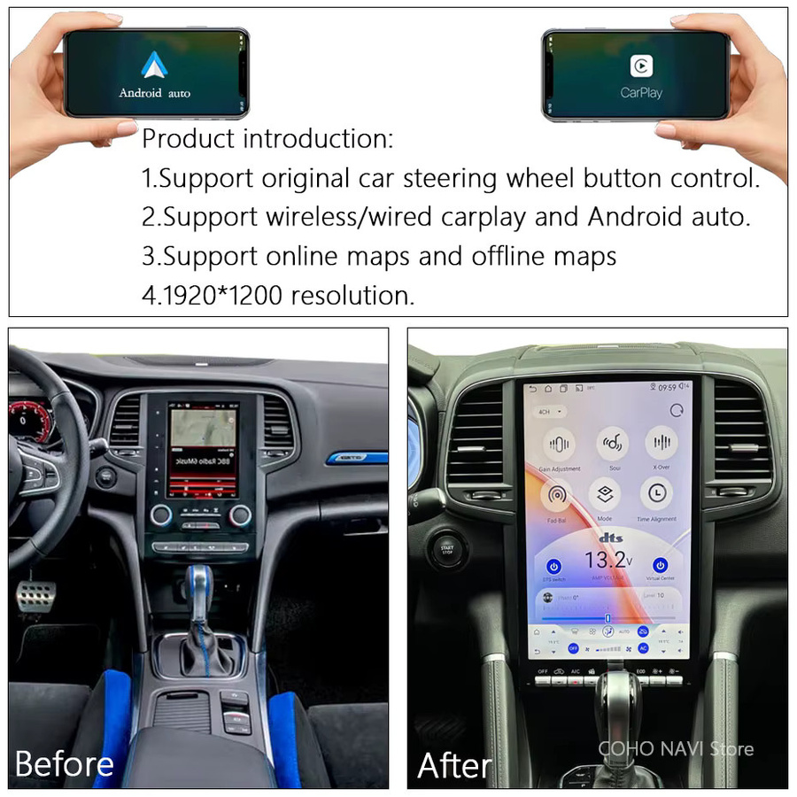Roadonline Android 14 Autoradio mit GPS-Navigation und Videoabspielsystem für Renault Koleos (2016-2021) und Megane 4 (2016-2020), 14,5 Zoll Display, 8 GB RAM, 256 GB Speicher, Schwarz - Bild 3