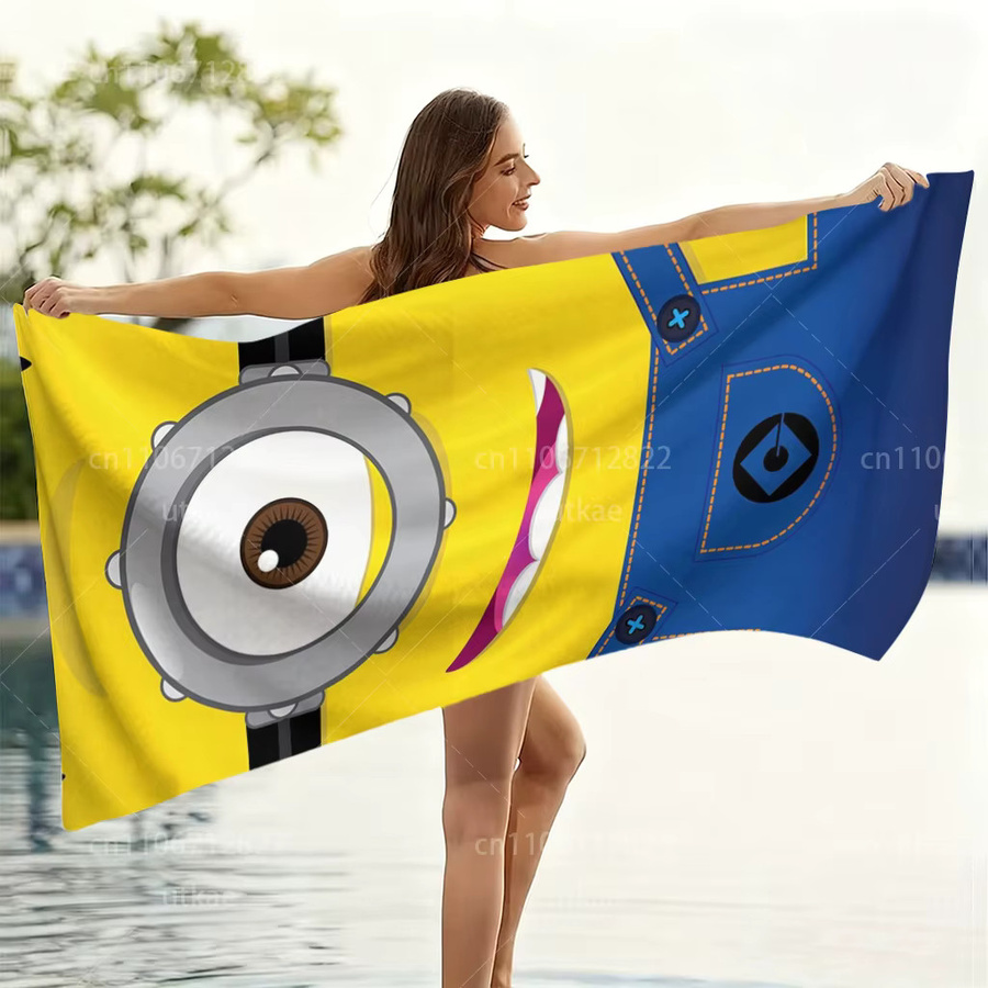 Potdemiel Minions Cartoon Mikrofaser-Strandtuch, sandfreies Handtuch in Gelb für Strand, Yoga und Camping - Bild 4