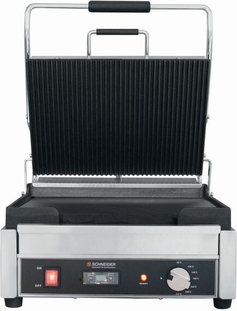 Schneider Kontaktgrill aus Edelstahl mit Timer in Silber, B/T/H: 41 x 42 x 24,5 cm - Bild 1