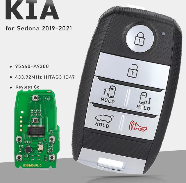 KEYECU Smart Remote Auto Schlüssel Keyless Go 433,92 MHz HITAG3 ID47 Fob für KIA Carnival 2015-2018 und Sedona 2019-2021 in Schwarz - Bild 1