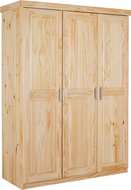 INTER LINK Kleiderschrank aus Massivholz Kiefer, 3-türig, Braun, B/T/H: 140 x 55 x 190 cm - Bild 1