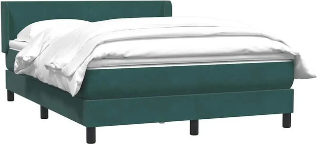 vidaXL Boxspringbett mit Matratze in Dunkelgrün aus Samt, Hybridbett mit Taschenfederkern, B/T: 160 x 220 cm - Bild 1