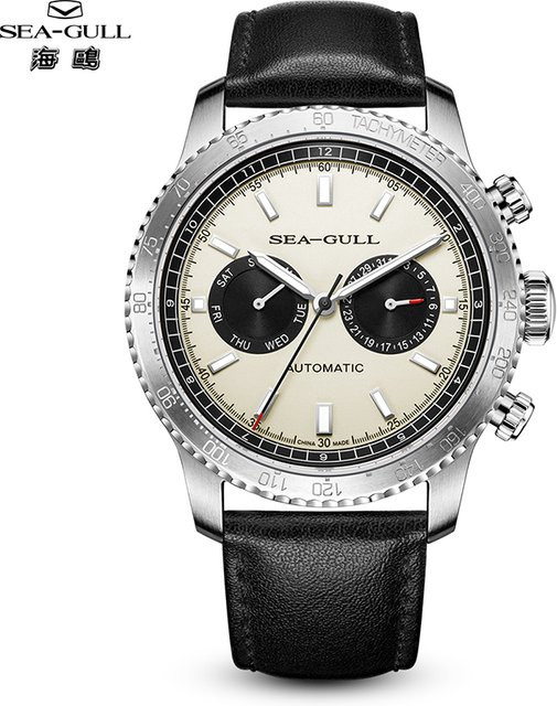 Seagull Armbanduhr Automatik, Edelstahl, 43 mm, Herren, Weiß - Bild 1