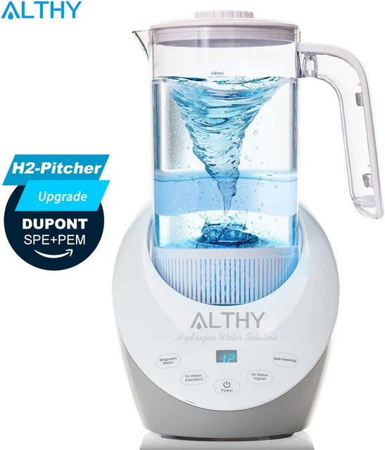 MUFU Wasserstoffwasser-Krug mit SPE PEM Technologie und Calciumsulfit-Filter, Weiß, Glas - Bild 1