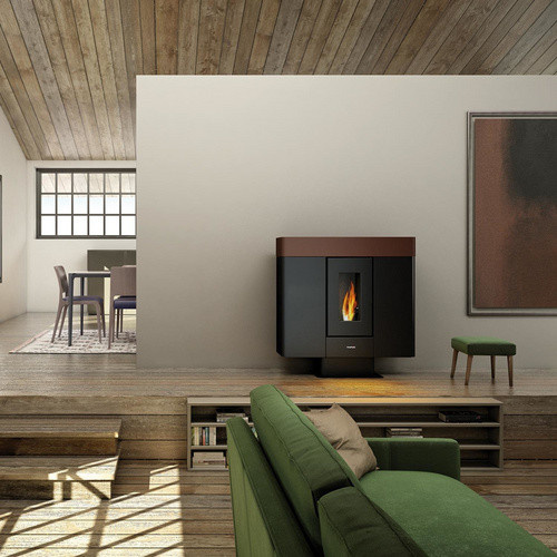 Freepoint Pelletofen Moon in Braun und Schwarz aus Stahl mit 10 kW Leistung und WLAN-Funktion - Bild 2