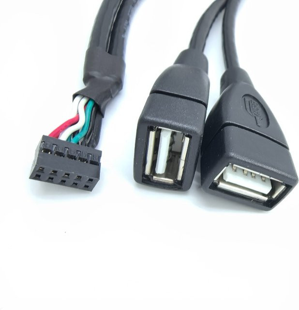 Dupont Mini Dupont 2,0mm Adapterkabel von Motherboard Buchse Header zu Dual USB Buchse in Schwarz - Bild 1