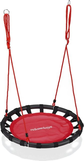 Relaxdays Nestschaukel aus Stoff und Stahl in Rot mit einem Durchmesser von 80 cm - Bild 1