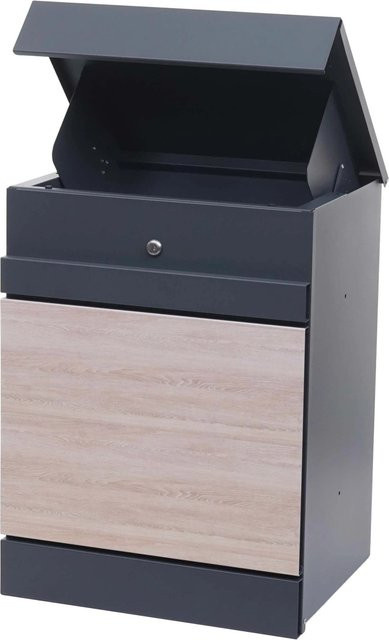 PROREGAL Paketkasten aus verzinktem Metall in Anthrazit-Holzoptik, H x B x T: 58 x 45 x 36 cm - Bild 1