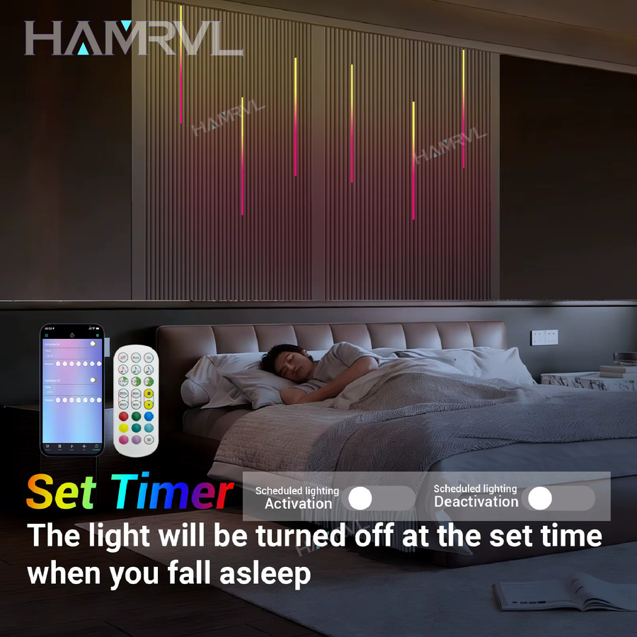HAMRVL RGB+IC Smart Einbauleuchten-Set mit Musiksynchronisation und Lauflichteffekten für Holzwandpaneele - Bild 4