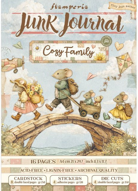 Stamperia Junk Journal Book Cozy Family in Multicolour, A4 - Bild 1