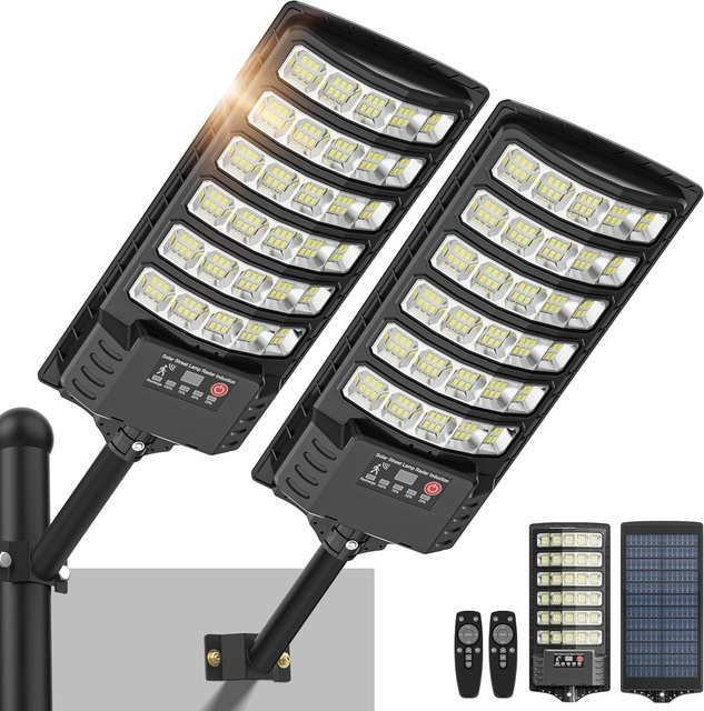 YQCHEZI Solar-Flutlicht in Schwarz mit Bewegungssensor und Dämmerungssensor für Garten und Außenbereich - Bild 1