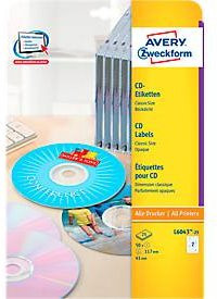 Avery Zweckform CD-Etiketten L6043-25 ClassicSize in Weiß, blickdicht, Ø 117 mm, 50 Stück auf 25 A4-Bögen, geeignet für Inkjet- und Laserdrucker, FSC-zertifiziertes Papier - Bild 1