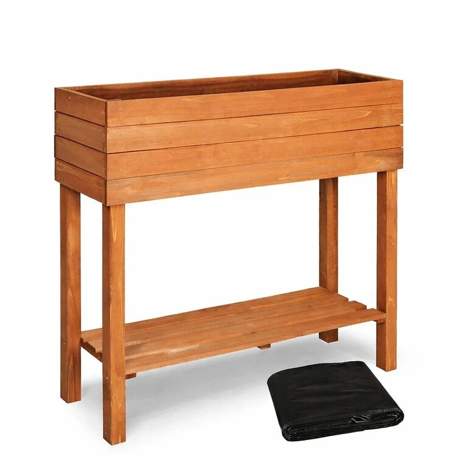 TTL GARDEN Hochbeet Pflanzkasten aus Tannenholz mit Ablagefach, Farbe Braun, B/T/H: 80 x 30 x 80 cm - Bild 2